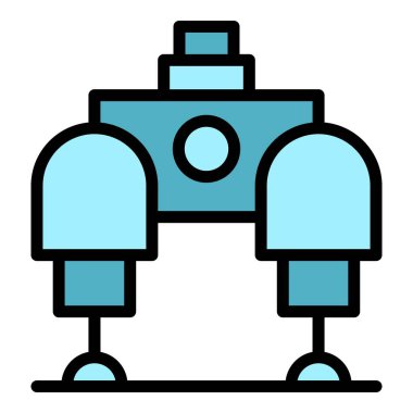 Robot şarj ikonu ana hat vektörü. Şirin robot. Akıllı el rengi düz