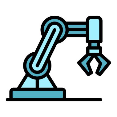 El robotu çizgi ikonu ana hat vektörü. Sohbet robotu. Tatlı çocuk rengi düz.