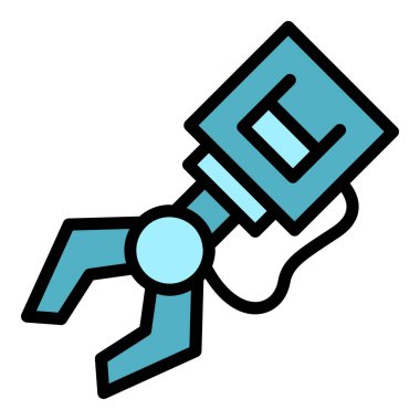 El robotu ai ikon ana hatları vektörü. Geleceğin robotu. Sevimli oyuncak rengi düz