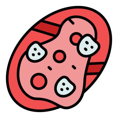 Ekmek bruschetta ikon ana hatları vektörü. Başlangıç yemeği. Menü abur cubur rengi düz