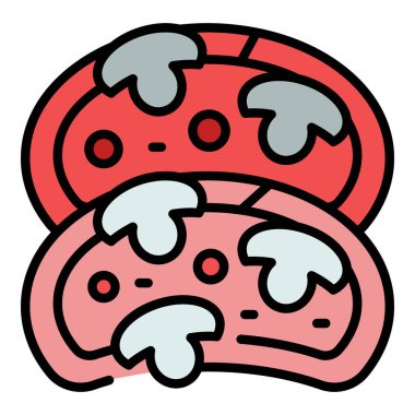 Et bruschetta ikon ana hatları vektörü. Parmak atıştırmalığı. Menü öğle yemeği rengi düz