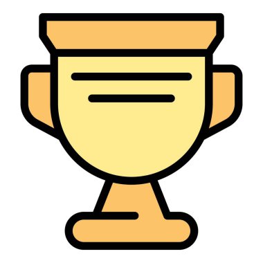 Ders kupası ikonu ana hat vektörü. Çevrimiçi plan. Sınav öğrenme rengi düz