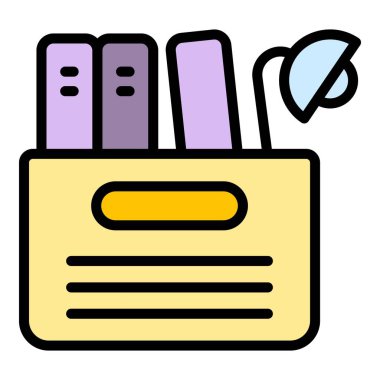 Ofis dizin kutusu simgesi ana hatları vektörü. Stres azaltma. Sağlıklı ruh rengi düz