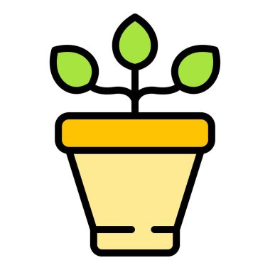 Saksı ikonu ana hatları vektörünü yerleştir. Ruh kaplıcası. Stres azaltma rengi düz