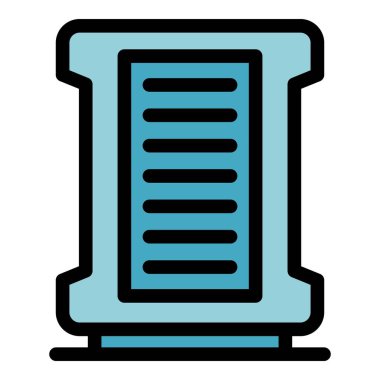 Hava filtresi ekipman ikonu ana hatları vektörü. Bitki rüzgarı. Temiz toz rengi düz