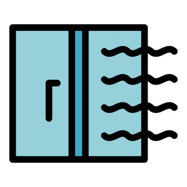 Hava filtresi simgesi ana hatlarını akış vektörü. Temiz toz. Rüzgar bitkisinin rengi düz