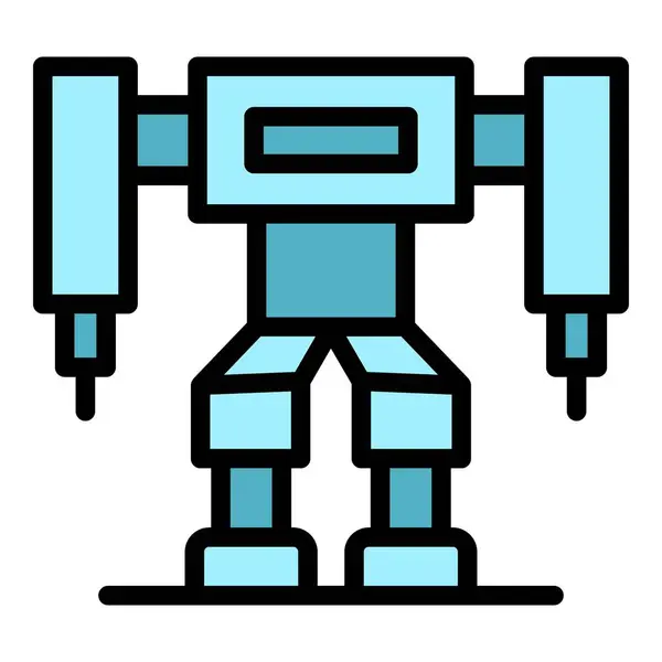 Robotikon Konturvektor Söt Leksak Barn Färg Platt — Stock vektor