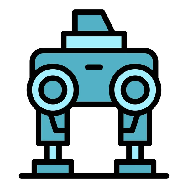 Robot Ikona Obrys Vektor Dítě Android Barva Budoucího Maskota Plochá — Stockový vektor