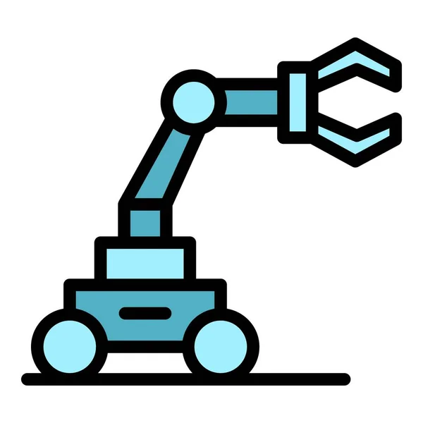 Roue Robot Main Icône Contour Vecteur Future Mascotte Espace Intelligent — Image vectorielle
