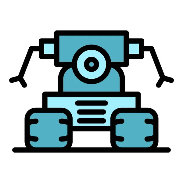 Policía Robot Icono Contorno Vector Niña Chatbot Lindo Color Plano — Vector de stock