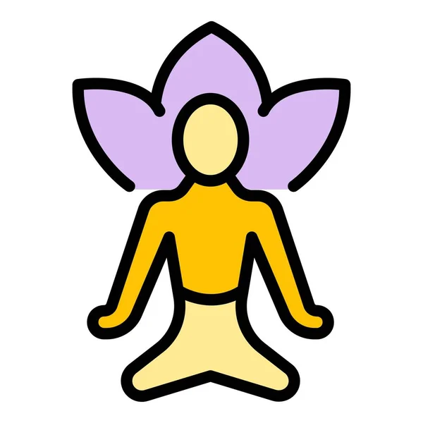Ruhige Meditation Symbol Umrissvektor Stressabbau Seelenmassage Farbe Flach — Stockvektor