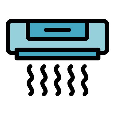 Klima ikonu ana hatları vektörü. Temiz filtre. Rüzgar rengi saflaştırır