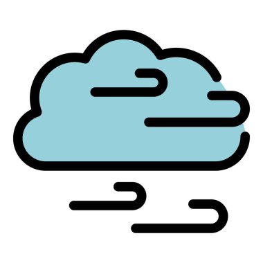 Bulut temiz hava ikonu ana hat vektörü. Filtre akışı. Atık su rengi düz