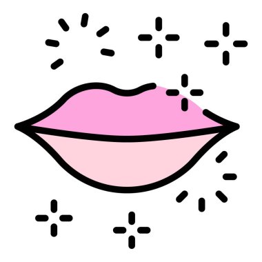 Gelin dudakları ikon ana hatları vektörü. Düğün etkinliği. Tören partisi rengi düz