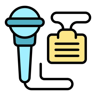 Parti mikrofon ikonu ana hatları vektörü. Düğün etkinliği. Tören hediyesi rengi düz