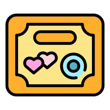 Düğün çerçevesi resim taslak vektörü. Etkinlik servisi. Tören partisi rengi düz