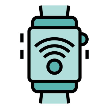 Smartwatch simgesi ana hat vektörü. Spor mağazası. Orta ayakkabı rengi düz