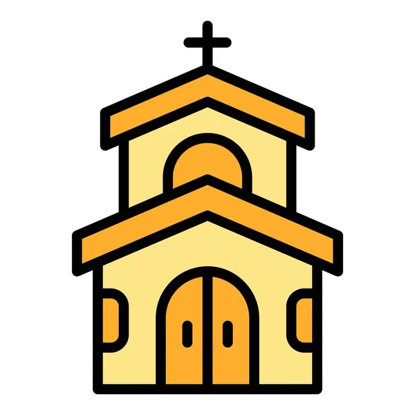 Icône Mariage Église Contour Vecteur Service Événements Cérémonie Fête Couleur — Image vectorielle