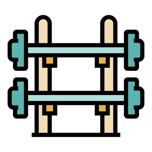 Barbell Stand Icon Outline Vector Sport Store Equipment Center Color — Stock Vector