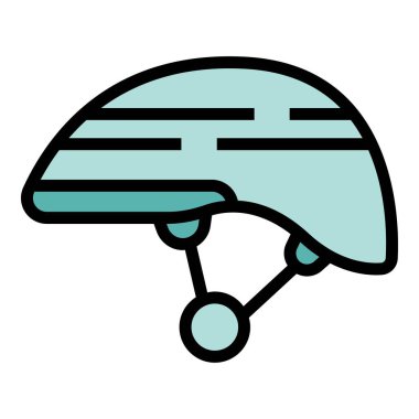 Bisiklet kaskı ikonu ana hat vektörü. Orta ekipman. Spor salonu rengi düz