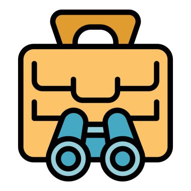 Dürbün simgesi dış hat vektörü. Eğitim personeli. İş yeri rengi düz