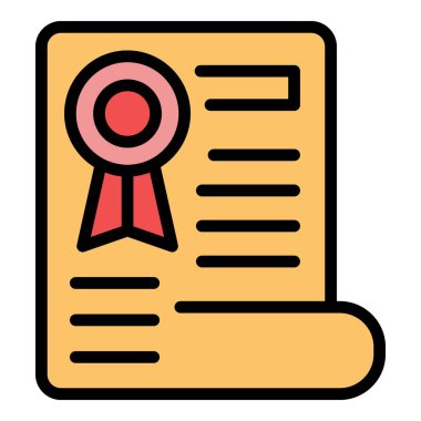 Eğitim diploması ikonu ana hatları vektörü. Personel ekibi. Atölye kursu rengi düz