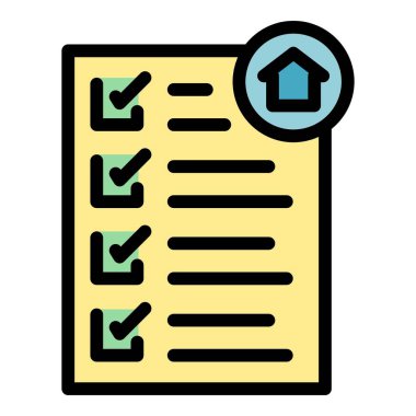 Onaylanmış ev belgesi ana hatları vektörü. Ev halkı. Sosyal renk düzlüğü oluşturuluyor