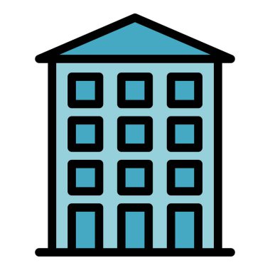 Daire evi ikonu ana hatları vektörü. Ev sosyetesi. Pencere kişi rengi düz