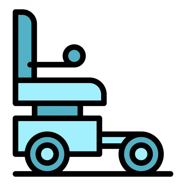 健康電動車椅子アイコンアウトラインベクター パワー ドライブ スクーターチェアカラーフラット — ストックベクタ