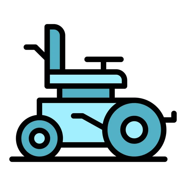 パワードライブ車椅子アイコンアウトラインベクター オートバイ スクーターチェアカラーフラット — ストックベクタ