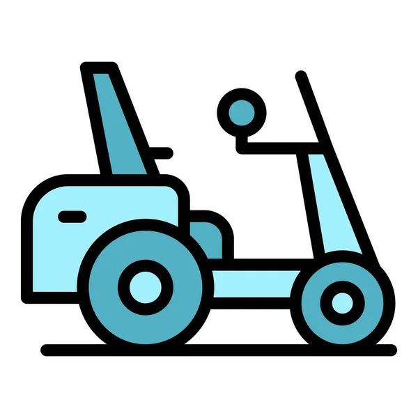 自己電動車椅子アイコンアウトラインベクター スクーターチェア モビリティパワーカラーフラット — ストックベクタ