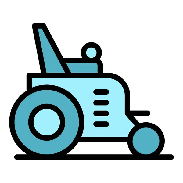 コントローラー電動車椅子アイコンアウトラインベクター モビリティパワー モーターの人々 カラーフラット — ストックベクタ