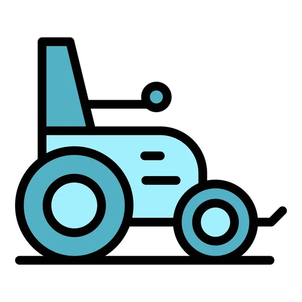 ヘッドレスト電動車椅子アイコンアウトラインベクター スクーターチェア パワー ドライブ色フラット — ストックベクタ