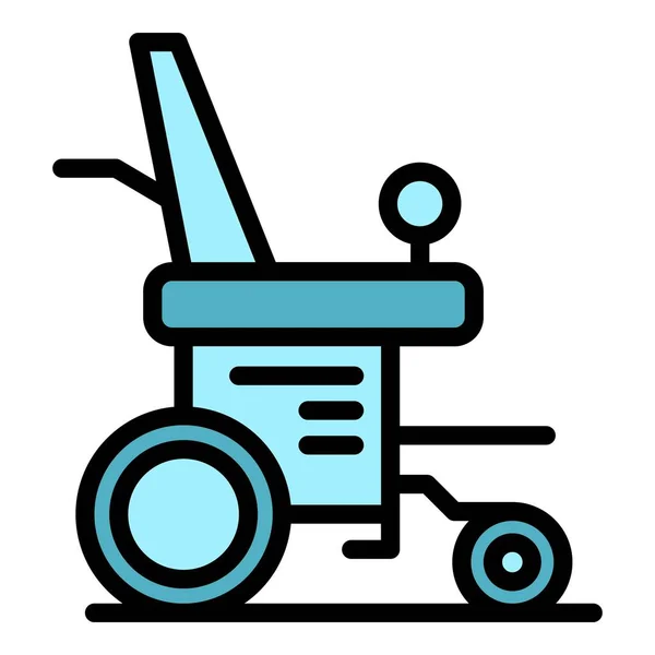Behinderte Elektrische Rollstuhlsymbole Umreißen Vektor Roller Stuhl Kraftfahrzeug Farbe Flach — Stockvektor