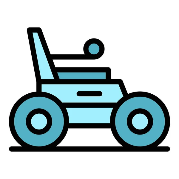 車輪電動車椅子アイコンアウトラインベクター スクーターチェア モビリティパワーカラーフラット — ストックベクタ