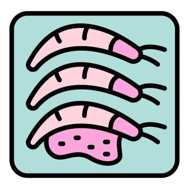 Karides yemek ikonu ana hatları vektörü. Karayip yemeği. Tabak Küba rengi düz