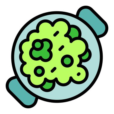 Peri gıda ikonu ana hatları vektörü. Karayip yemeği. Tabak ağırlaştırılmış renk düz