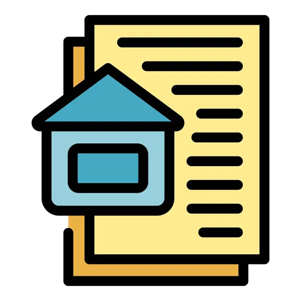 House Document Icon Outline Vector City Stay Happy Person Color — Stock Vector