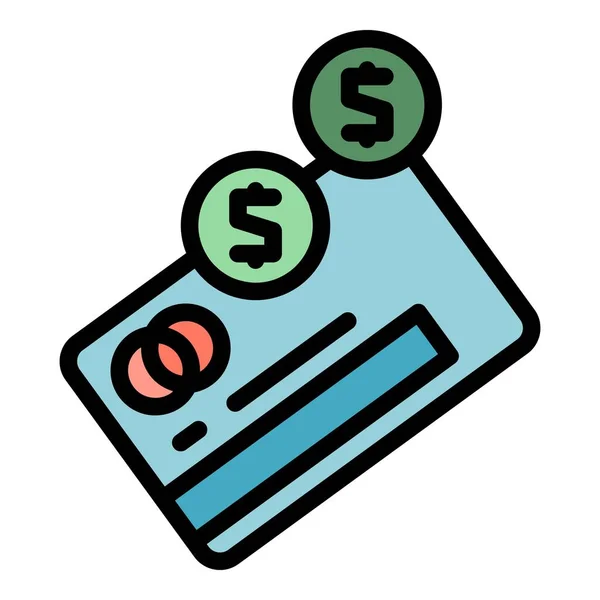 Bank Card Icon Outline Vector Money Transfer Digital Phone Color — Stock Vector