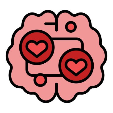 Zihin ikon ana hat vektörü gibidir. Sağlık eğitimi. Beyin zihinsel rengi düz