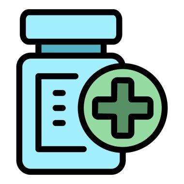 Tıbbi hap ikonu ana hatları vektörü. Geçiş izni. Mobil denetim rengi düz