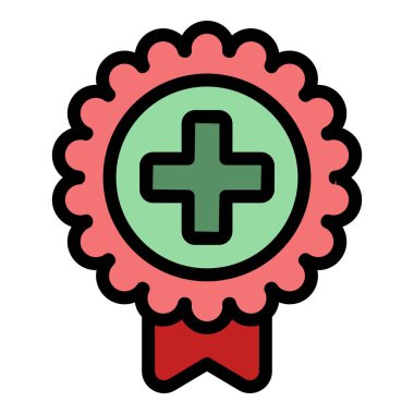 Sağlıklı amblem simgesi ana hat vektörü. Pasaport sağlığı. Aşı covid renk düzlüğü