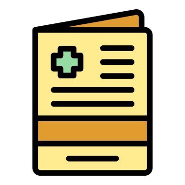 Seyahat tıbbi geçiş ikonu ana hat vektörü. Pasaport sağlığı. Covid sertifika rengi düz