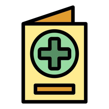 Tıbbi geçiş simgesi ana hat vektörü. Pasaport sağlığı. Aşı covid renk düzlüğü