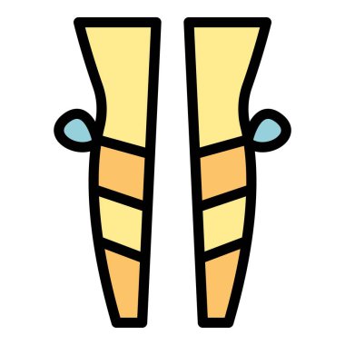 Damarlı çorap ikonu ana hatları vektörü. Varisli bacak. Sıkıştırma çoraplarının rengi düz