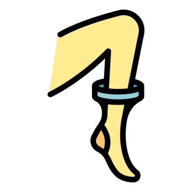 Erotik çorap ikonu taslak vektörü. Sıkıştırma çorabı. Düz bacaklı kadın rengi