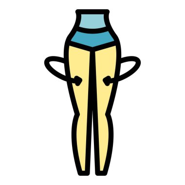 Yüksek çorap ikonu ana hatları vektörü. Vücut damarı. Ön çorap rengi düz