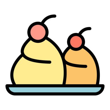 Avustralya tatlı yiyecek ikonu ana hatları vektörü. Mutfak tavuğu. Akşam yemeği rengi düz