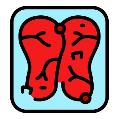 Sığır eti ikonu ana hatları vektörü. Avusturya yemeği. Restoran Viyana rengi düz