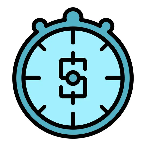 Chronomètre Icône Contour Vecteur Fonds Grandit Argent Financier Couleur Plat — Image vectorielle